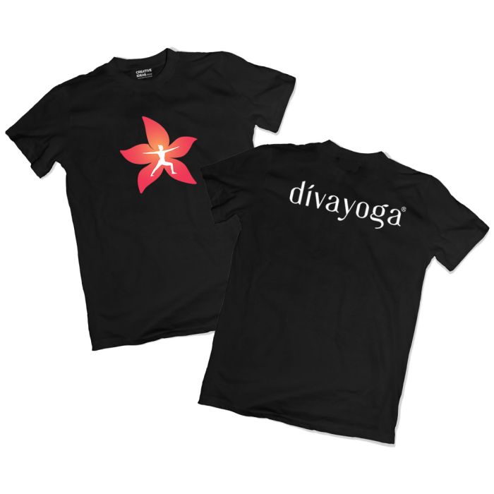 Diva Yoga Black Tshirt Front & Back Printed - Official Diva Yoga Merchandise