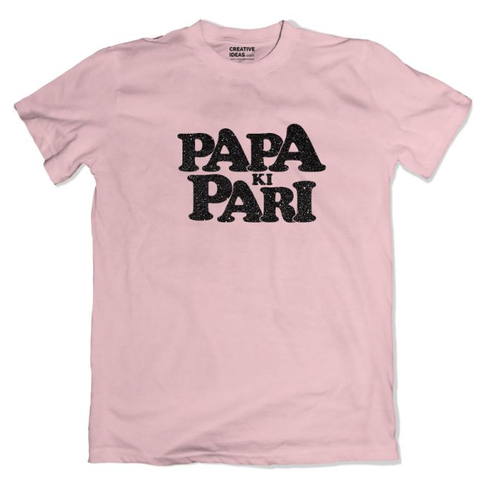 Papa Ki Pari Pink Glitter Tshirt by Yashraj Mukhate