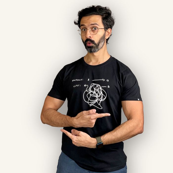 Expectation vs Reality Black Tshirt - Official Varun Duggi Merchandise